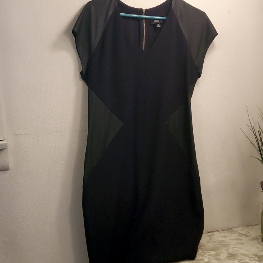 Black cap sleeve dress knee length